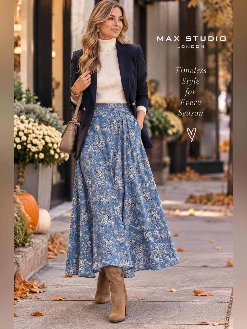 Max Studio Blue & White Floral Midi/Maxi Skirt – Size M NWOT